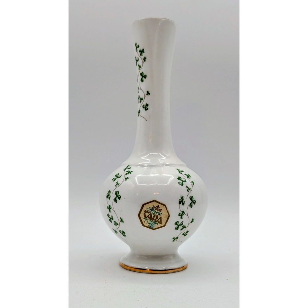 Royal Tara Irish Fine Bone China Bud Vase Shamrock Tara Hall Galway Ireland Gold